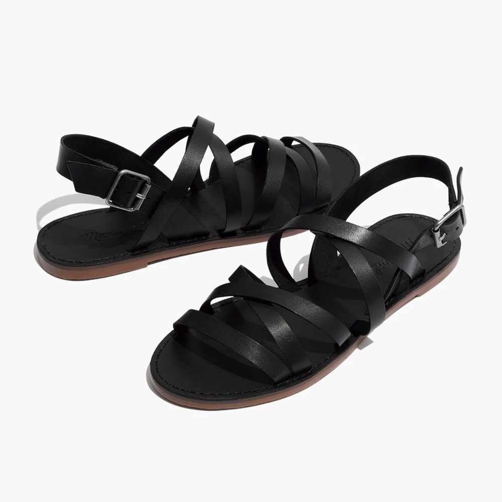 nwt madewell boardwalk multistrap Women's Strappy Sandals 7.5 in true black